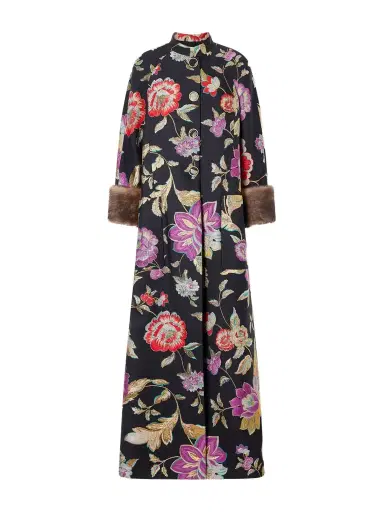 Valentino Garavani Shearling-trimmed Wool-blend Floral-brocade Coat | Thumbnail 1 Valentino Garavani Shearling-trimmed Wool-blend Floral-brocade Coat | Thumbnail 1