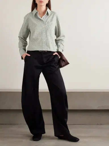 Proenza Schouler White Label Olive Cropped Checked Cotton-poplin Shirt | Thumbnail 2 Proenza Schouler White Label Olive Cropped Checked Cotton-poplin Shirt | Thumbnail 2