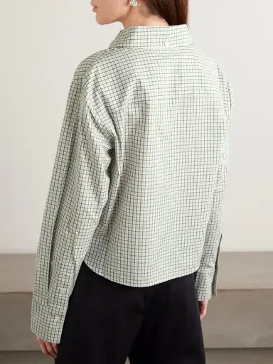 Proenza Schouler White Label Olive Cropped Checked Cotton-poplin Shirt | Thumbnail 3 Proenza Schouler White Label Olive Cropped Checked Cotton-poplin Shirt | Thumbnail 3
