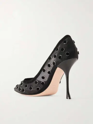 Roger Vivier I Love Vivier 100 Suede-trimmed Flocked Mesh Pumps | Thumbnail 3