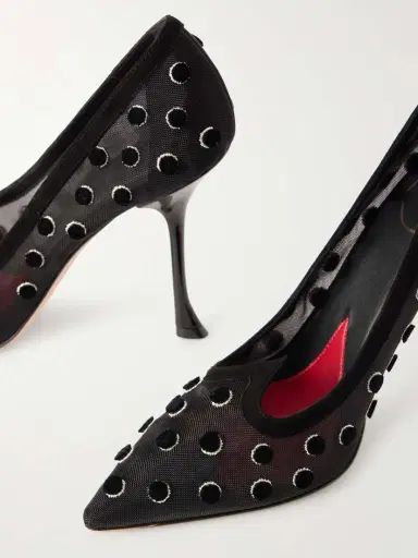Roger Vivier I Love Vivier 100 Suede-trimmed Flocked Mesh Pumps | Thumbnail 5