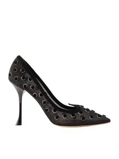 Roger Vivier I Love Vivier 100 Suede-trimmed Flocked Mesh Pumps | Thumbnail 1