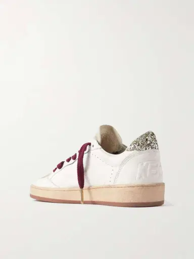Golden Goose Ball Star Distressed Glittered Calf Hair And Suede-trimmed Leather Sneakers | Thumbnail 3 Golden Goose Ball Star Distressed Glittered Calf Hair And Suede-trimmed Leather Sneakers | Thumbnail 3