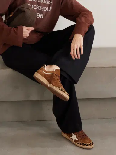 Golden Goose Ball Star Distressed Leather And Calf Hair-trimmed Suede Sneakers | Thumbnail 2 Golden Goose Ball Star Distressed Leather And Calf Hair-trimmed Suede Sneakers | Thumbnail 2