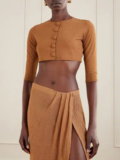 Lisa Marie Fernandez Cropped Stretch-jersey Cardigan | Thumbnail 3