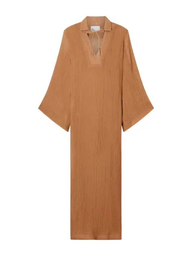 Crinkled Linen-blend Gauze Kaftan