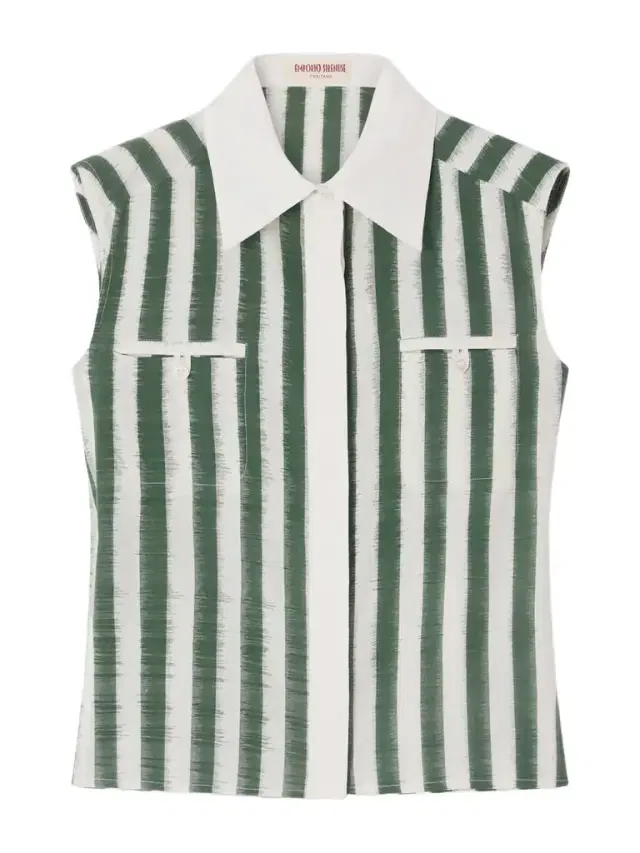 Ylena Ikat Striped Cotton Shirt
