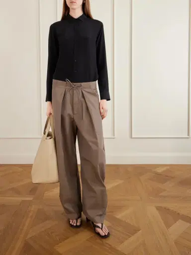 Kallmeyer Clemence Pleated Cotton-blend Twill Barrel-leg Pants | Thumbnail 2