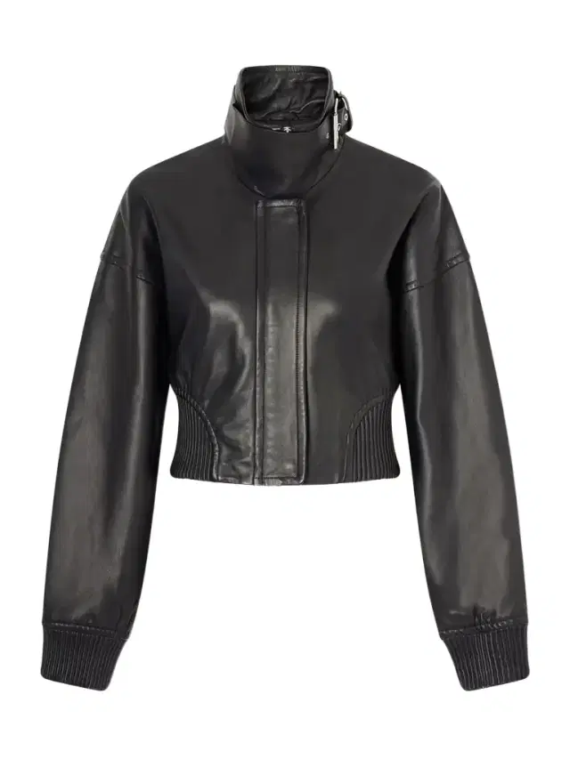 Cropped Buckled Leather Jacket