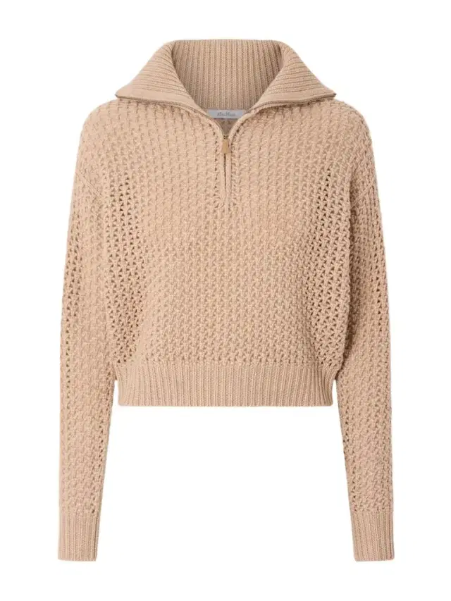 Open-knit Metallic Wool-blend Half-zip Sweater