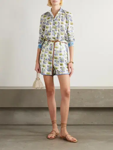 Emporio Sirenuse Chiara Celestine Pleated Floral-print Cotton-voile Shirt | Thumbnail 2 Emporio Sirenuse Chiara Celestine Pleated Floral-print Cotton-voile Shirt | Thumbnail 2