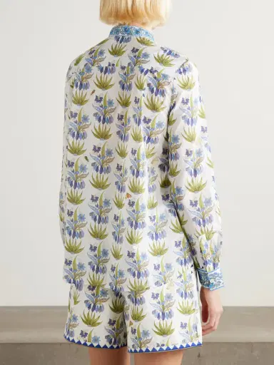 Emporio Sirenuse Chiara Celestine Pleated Floral-print Cotton-voile Shirt | Thumbnail 4 Emporio Sirenuse Chiara Celestine Pleated Floral-print Cotton-voile Shirt | Thumbnail 4