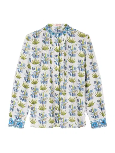 Emporio Sirenuse Chiara Celestine Pleated Floral-print Cotton-voile Shirt | Thumbnail 1 Emporio Sirenuse Chiara Celestine Pleated Floral-print Cotton-voile Shirt | Thumbnail 1