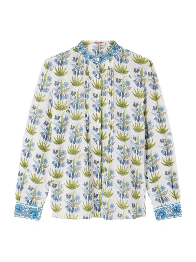 Chiara Celestine Pleated Floral-print Cotton-voile Shirt