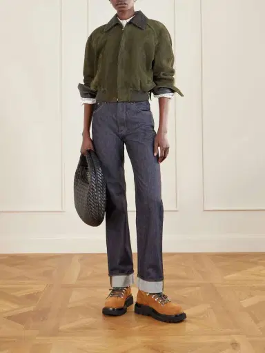 Bottega Veneta Lace-up Leather-trimmed Suede Ankle Boots | Thumbnail 4 Bottega Veneta Lace-up Leather-trimmed Suede Ankle Boots | Thumbnail 4