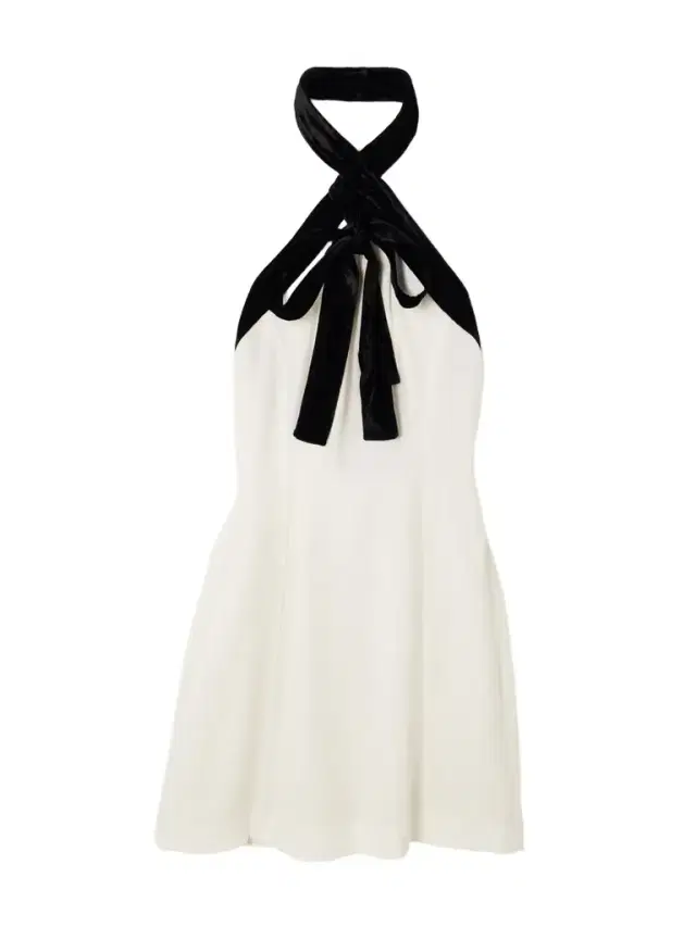 Jolie Bow-detailed Velvet-trimmed Crepe Mini Dress