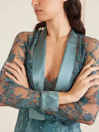Kiki de Montparnasse Camille Silk Satin-trimmed Organic Cotton-blend Lace Robe | Thumbnail 5 Kiki de Montparnasse Camille Silk Satin-trimmed Organic Cotton-blend Lace Robe | Thumbnail 5