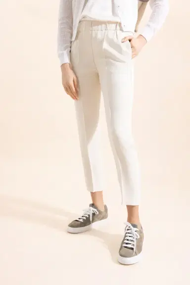 Brunello Cucinelli Classic Pull On Pant - Chalk | Thumbnail 3