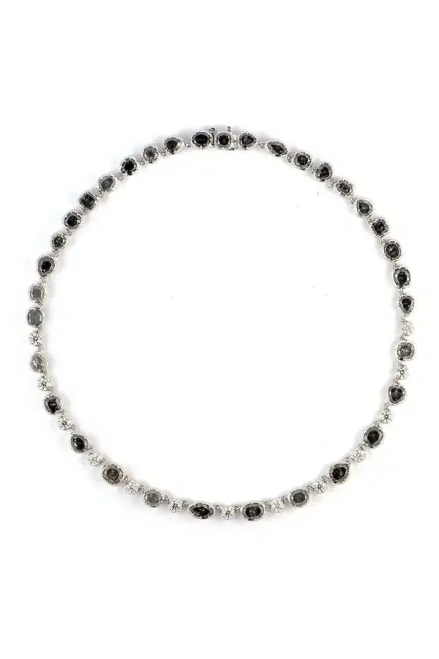 Sylva & Cie Grey White Diamond Riviera Necklace
