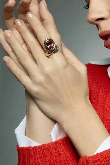 Mason and Books Oval Pink Tourmaline Chiffon Ring | Thumbnail 3