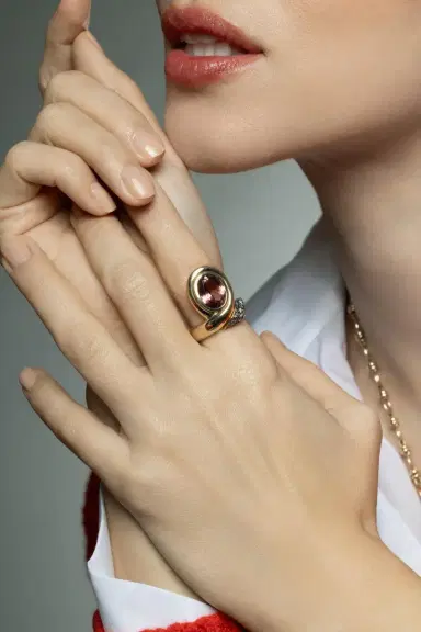 Mason and Books Oval Pink Tourmaline Chiffon Ring | Thumbnail 5