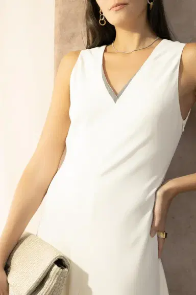 Brunello Cucinelli Precious Neckline Fluid Dress | Thumbnail 3 Brunello Cucinelli Precious Neckline Fluid Dress | Thumbnail 3