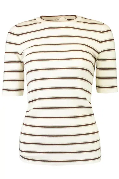 Brunello Cucinelli Short Sleeve Striped Knit | Thumbnail 1