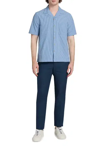 Saks Fifth Avenue Men's COLLECTION Tonal Microstripe Camp Shirt - Storm - Size XXL | Thumbnail 2 Saks Fifth Avenue Men's COLLECTION Tonal Microstripe Camp Shirt - Storm - Size XXL | Thumbnail 2