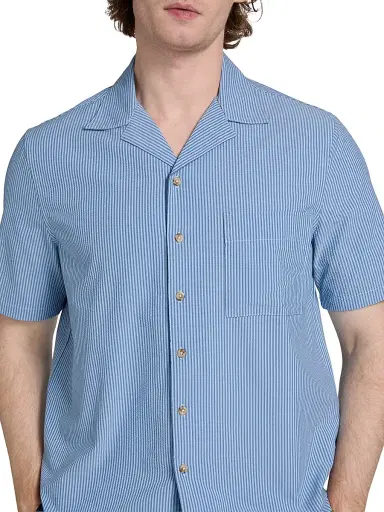 Saks Fifth Avenue Men's COLLECTION Tonal Microstripe Camp Shirt - Storm - Size XXL | Thumbnail 6 Saks Fifth Avenue Men's COLLECTION Tonal Microstripe Camp Shirt - Storm - Size XXL | Thumbnail 6