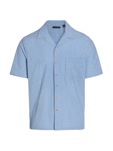 Saks Fifth Avenue Men's COLLECTION Tonal Microstripe Camp Shirt - Storm - Size XXL | Thumbnail 1 Saks Fifth Avenue Men's COLLECTION Tonal Microstripe Camp Shirt - Storm - Size XXL | Thumbnail 1