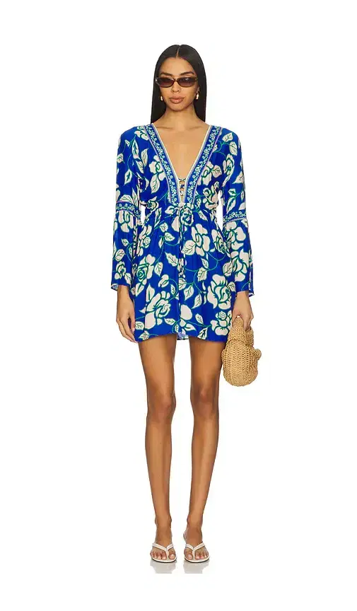 Cobalt Flora Agnes Mini Dress