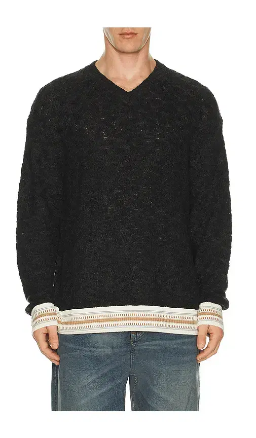 V Neck Cable Loose Fit Pullover