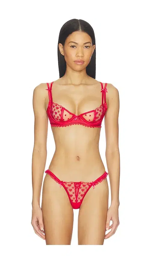 For Love & Lemons Cross Stitch Hearts Underwire Bra