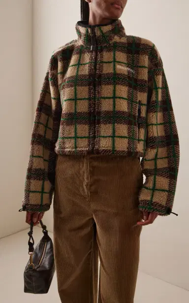 Miu Miu Checked Teddy Jacket | Thumbnail 3