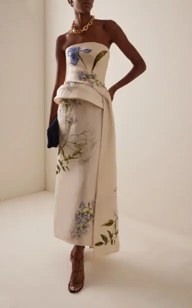 Monique Lhuillier Strapless Draped Peplum Silk Gown | Thumbnail 3 Monique Lhuillier Strapless Draped Peplum Silk Gown | Thumbnail 3