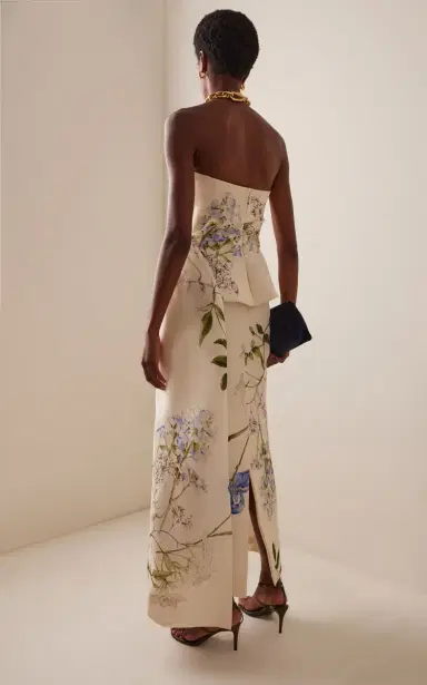 Monique Lhuillier Strapless Draped Peplum Silk Gown | Thumbnail 4 Monique Lhuillier Strapless Draped Peplum Silk Gown | Thumbnail 4