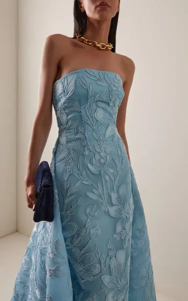 Monique Lhuillier Embroidered Cotton-Blend Gown | Thumbnail 2 Monique Lhuillier Embroidered Cotton-Blend Gown | Thumbnail 2