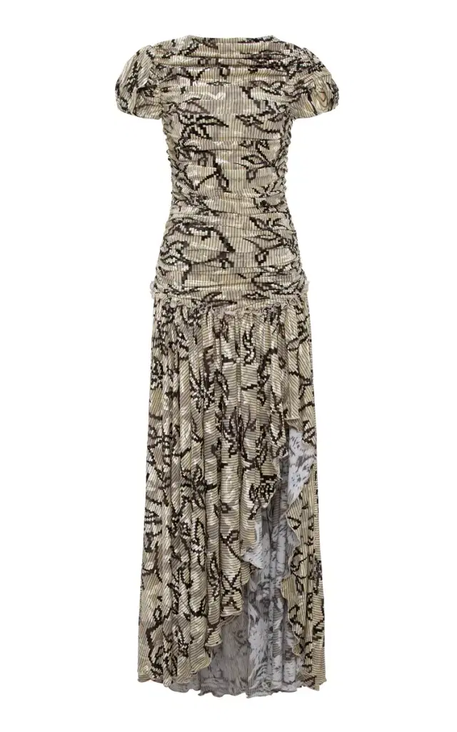 Adeline Gathered Velvet Maxi Dress