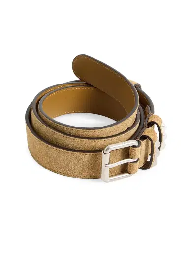 Valentino Garavani Men's Flaneuse Suede Belt 30MM - Havana Beige | Thumbnail 2 Valentino Garavani Men's Flaneuse Suede Belt 30MM - Havana Beige | Thumbnail 2