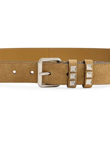 Valentino Garavani Men's Flaneuse Suede Belt 30MM - Havana Beige | Thumbnail 3 Valentino Garavani Men's Flaneuse Suede Belt 30MM - Havana Beige | Thumbnail 3