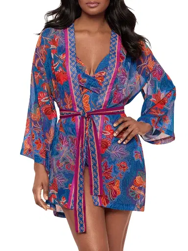 Miraclesuit Swim Women's Decoupage Floral Georgette Kimono - Size Large | Thumbnail 2 Miraclesuit Swim Women's Decoupage Floral Georgette Kimono - Size Large | Thumbnail 2