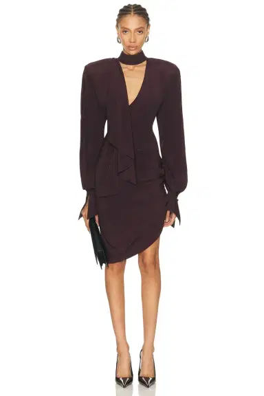 Mugler Long Sleeve Mini Dress | Thumbnail 1 Mugler Long Sleeve Mini Dress | Thumbnail 1