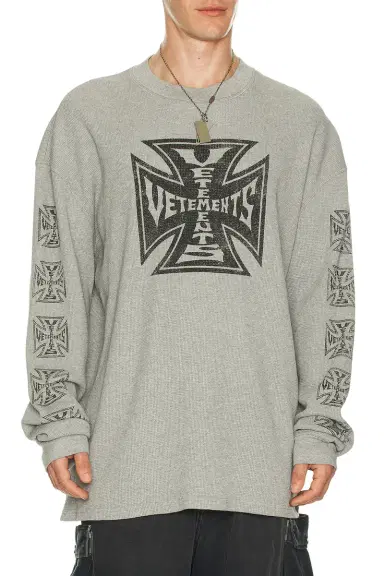 Vetements Biker Cross Waffle Longsleeve Tee | Thumbnail 1 Vetements Biker Cross Waffle Longsleeve Tee | Thumbnail 1