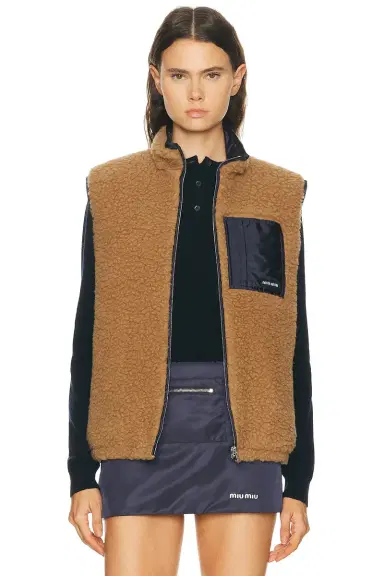 Miu Miu Teddy Ponge'nylon Piumino Vest | Thumbnail 2 Miu Miu Teddy Ponge'nylon Piumino Vest | Thumbnail 2