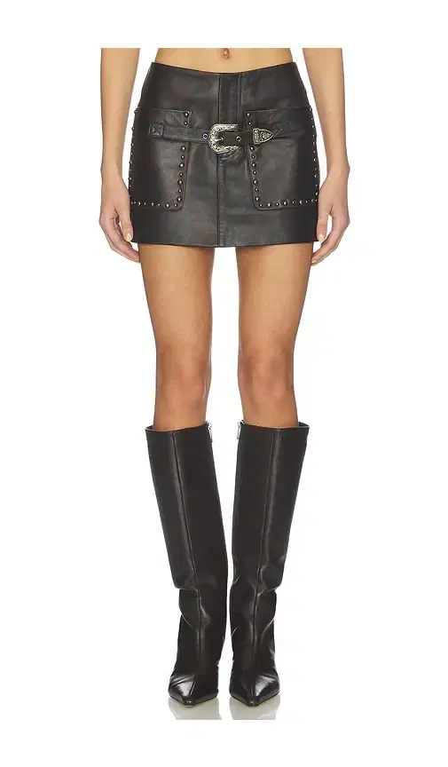 Understated Leather Low Rise Buckle Skirt