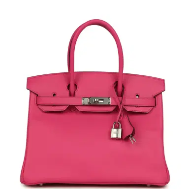 HERMÈS Hermes Birkin 30 Rose Shocking Swift Palladium Hardware | Thumbnail 1 HERMÈS Hermes Birkin 30 Rose Shocking Swift Palladium Hardware | Thumbnail 1