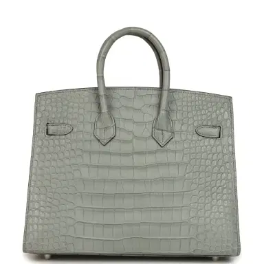 HERMÈS Hermes Birkin Sellier 25 Gris Ciment Matte Alligator Palladium Hardware | Thumbnail 4 HERMÈS Hermes Birkin Sellier 25 Gris Ciment Matte Alligator Palladium Hardware | Thumbnail 4