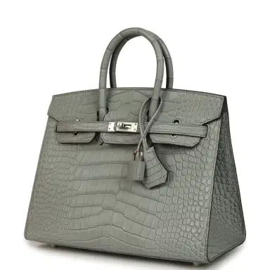 HERMÈS Hermes Birkin Sellier 25 Gris Ciment Matte Alligator Palladium Hardware | Thumbnail 5 HERMÈS Hermes Birkin Sellier 25 Gris Ciment Matte Alligator Palladium Hardware | Thumbnail 5