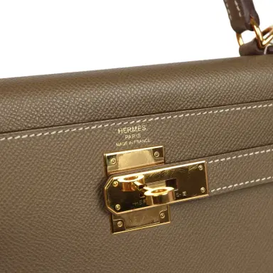 HERMÈS Pre-owned Hermes Kelly Sellier 28 Etoupe Epsom Gold Hardware | Thumbnail 7 HERMÈS Pre-owned Hermes Kelly Sellier 28 Etoupe Epsom Gold Hardware | Thumbnail 7