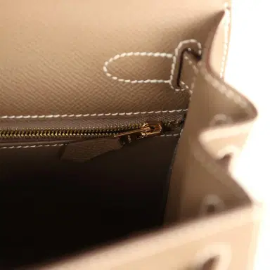 HERMÈS Pre-owned Hermes Kelly Sellier 28 Etoupe Epsom Gold Hardware | Thumbnail 9 HERMÈS Pre-owned Hermes Kelly Sellier 28 Etoupe Epsom Gold Hardware | Thumbnail 9